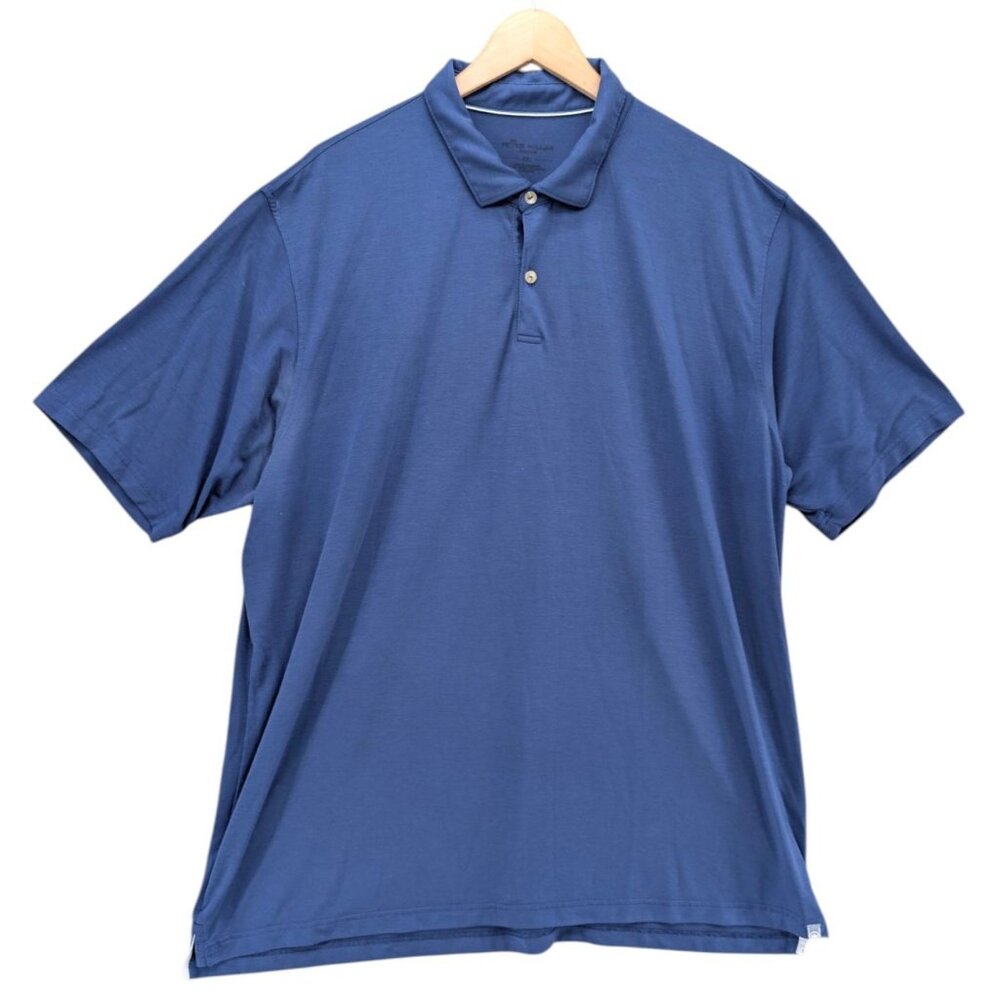 Peter Millar Polo Shirt Mens Atlantic Blue Natural Touch Short Sleeve Size XXL
